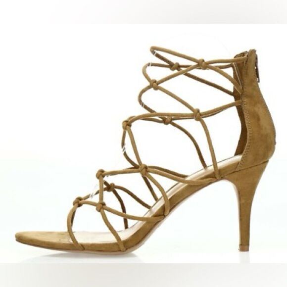 Report Women's Korina Tan Knotted Zip Up Slides Strappy Heels Sandals Size 8 - Picture 2 of 10